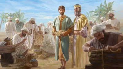King David showing Solomon some of the materials to be used in building the temple.