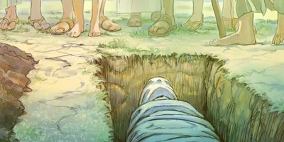 A dead body in a grave