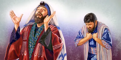 A Pharisee and a tax collector praying