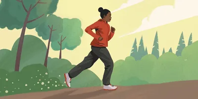 A young woman runs