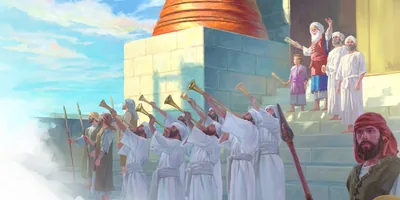 High Priest Jehoiada presents young King Jehoash to the people