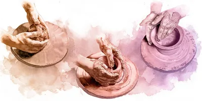 A potter molds a lump of clay into a vessel