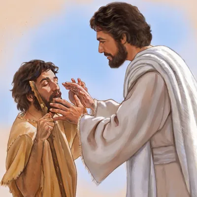 Jesus healing a blind man