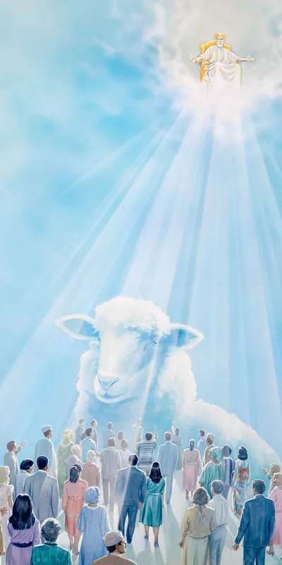 Jesus sits on his glorious throne and judges faithful people as sheep