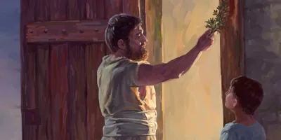 An Israelite man puts blood on his doorway