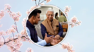 An elderly brother listening as a young brother opens up to him.