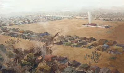 The ground splits apart and swallows Dathan, Abiram, and their families