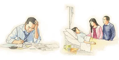 Anxieties in a man’s life include paying bills and having a loved one in the hospital