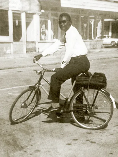 Daniel on a bicycle.