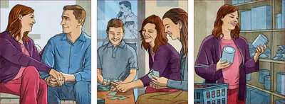 A wife speaks kindly to her husband, cares for the children while he deals with congregation matters, and shops for food