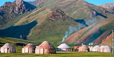 Yurts in the Tash Rabat Valley of Kyrgyzstan