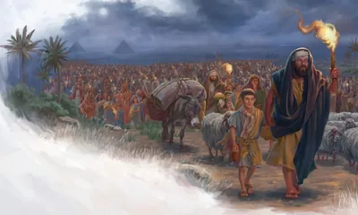 The Israelites march out of Egypt