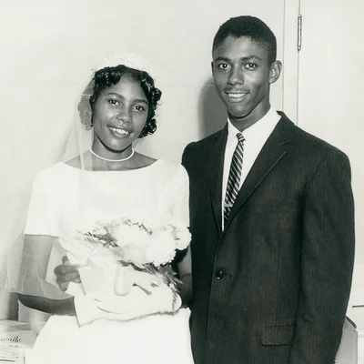 Leon and Ruby Weaver in their wedding attire.