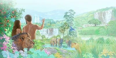 Adam and Eve in the garden of Eden