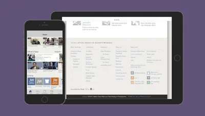 An electronic tablet and a smartphone showing jw.org