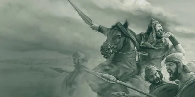 King Asa riding a horse and leading his soldiers into battle.